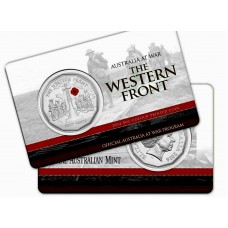 AUSTRALIA 2014 .  FIFTY 50 CENTS COIN ON CARD . THE WESTERN FRONT AUSTRALIA AT WAR